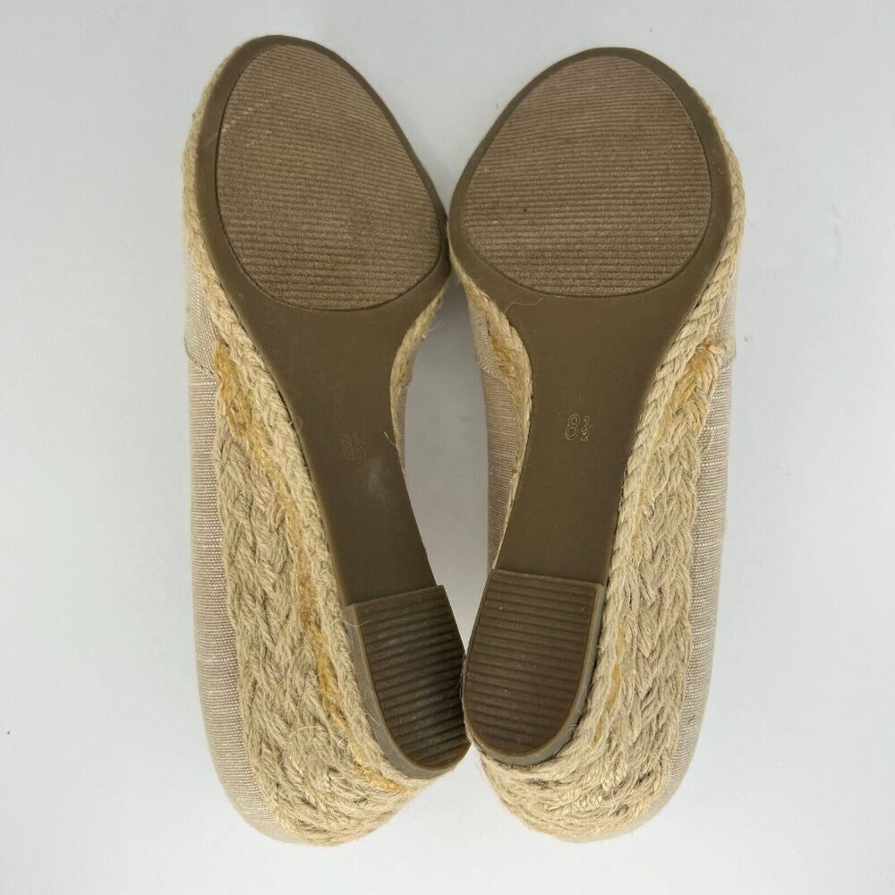Coach and Four Womens Khaki Open Peep Toe Espadrille Canvas Size 8.5 Sandals - Picture 8 of 9